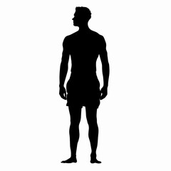vector silhouette of a man in swimming shorts on a white background .Generative AI