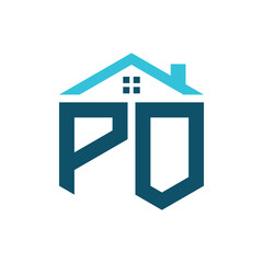 PO House Logo Design Template. Letter PO Logo for Real Estate, Construction or any House Related Business