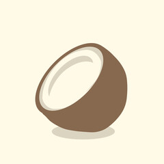 Vector illustration of whole and half green young coconut. 