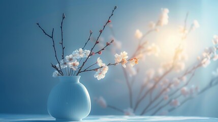Tranquil minimalist moonlight photography of flower vase  serene moonlit petals in soft glow