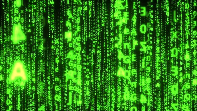 green binary code with matrix effect