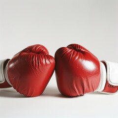 A pair of red boxing gloves on a white background - obrazy, fototapety, plakaty