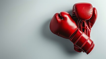 A pair of red boxing gloves on a white background.