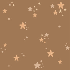 Star seamless pattern in flat style. Pastel star digital paper. Hand drawn vector pattern