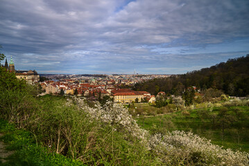 Fototapeta na wymiar Prague , top and side view of the beautiful city of Prague . High quality photo