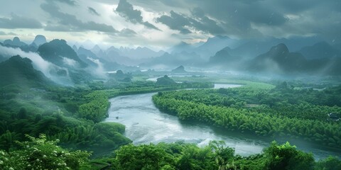 Fototapeta premium landscape with river