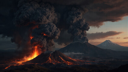 burning volcano in the volcano