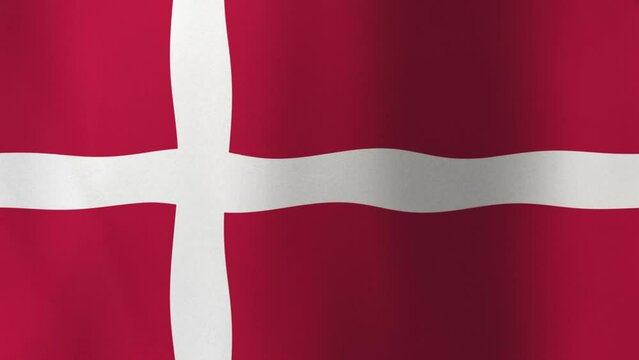 Waving Flag of Denmark, 4K Seamless Loop Animation. Danish Flag 3d Flowing Cloth Motion Graphics Backdrop for Social Media, Streaming and Channels
