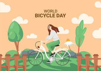 World bicycle day background illustration - obrazy, fototapety, plakaty