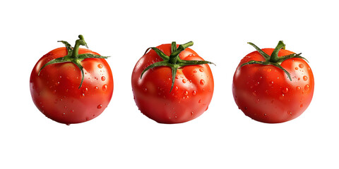 Set of Three Lustrous Organic Tomatoes, Isolated