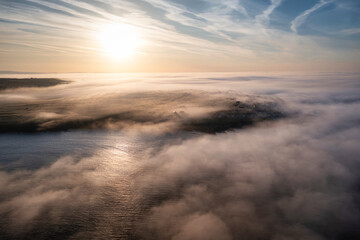 Misty sunrise over the rocky coast of Kilkee, Co. Clare. Ireland