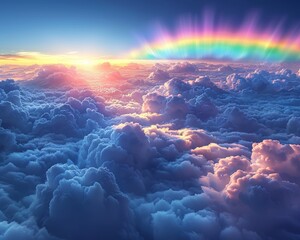 Rainbow over the clouds - obrazy, fototapety, plakaty