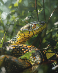 Grass Snake basking in the warm sunshine - 795301705