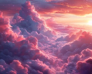 Pink and purple cloudscape - obrazy, fototapety, plakaty