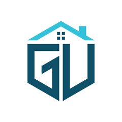 GU House Logo Design Template. Letter GU Logo for Real Estate, Construction or any House Related Business