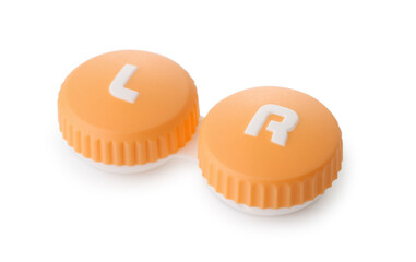 Plastic orange contact lens case