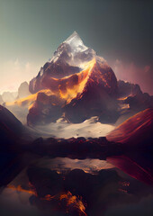 Fires Below, Peaks Above: The Dynamic World of Volcanoes and Mountains - obrazy, fototapety, plakaty