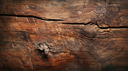 A wooden beam background, with a natural wood grain pattern and a few cracks, in a rustic and earthy setting