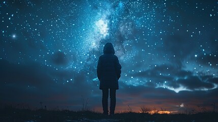 Looking up at the stars, I feel small and insignificant, yet connected to something greater than myself. - obrazy, fototapety, plakaty