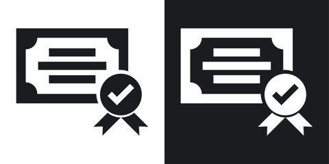 Academic Achievement Icons. Diploma and Certificate Qualification Symbols.