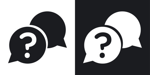 Inquiry and FAQ Icons. Comment, Question, and Answer Bubble Vectors. - obrazy, fototapety, plakaty