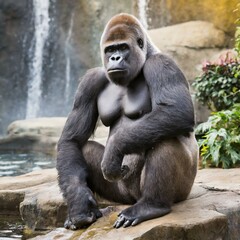 Obraz premium gorilla, art, graphic, AI, digital, illustration, material, image, Generative AI