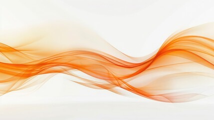 Transparent orange horizontal wave on white background, abstract background design, Elegant abstract background in yellow, orange, and white tones for design projects
