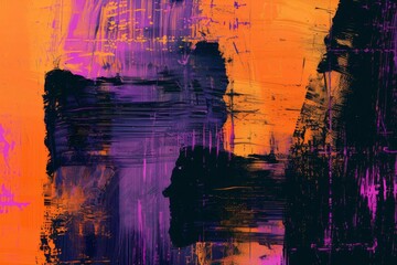 vibrant orange purple and black glitch art with grainy texture abstract background