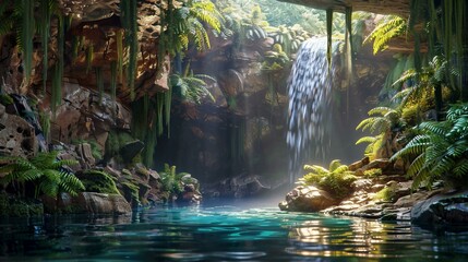 Waterfall in jungle - obrazy, fototapety, plakaty