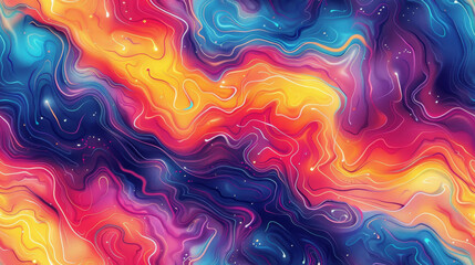 Abstract Shapes in Vibrant Pink, Blue, and Yellow Vortex