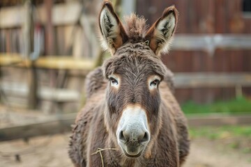 cheerful donkey smiling with joy and contentment animal portrait