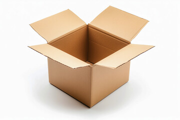 An open empty cardboard box on a white background, symbolizing packaging, shipping, and storage solutions.