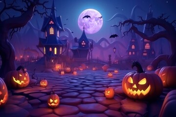 Halloween night outdoors cartoon