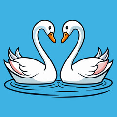 Vector graceful couple swan love on serene water vector illustration 