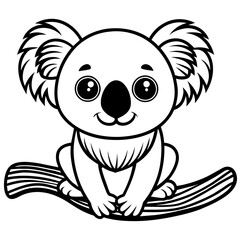 Cute koala cartoon sitting on the branch vector illustration on white background
