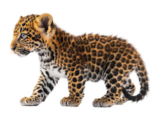 portrait of a baby leopard with a transparent background, generated ai