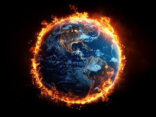 Global Warming Concept, Earth Engulfed in Flames - 795313567