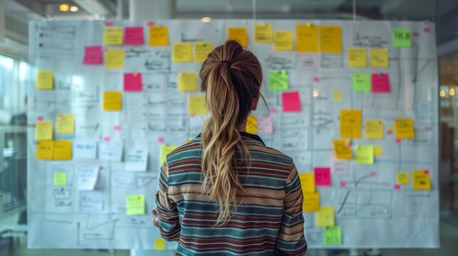 A whiteboard with user stories prioritized in Agile project management