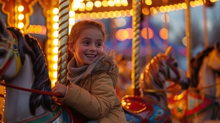 Carousel with diverse people exuding happiness instead of horses, showcasing a creative twist