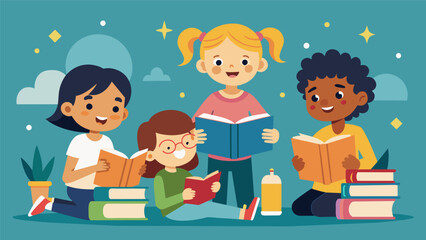 A book swap party where kids trade their favorite books with each other and take turns reading aloud from their new finds.