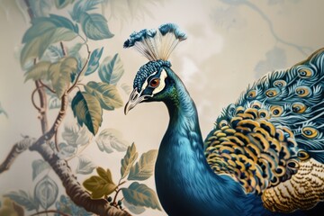 Peacock wildlife painting animal.