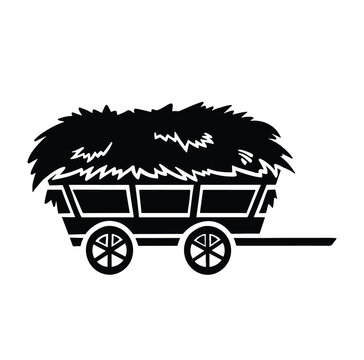 recommend clip art: Wooden cart with hay silhouette symbol. vector