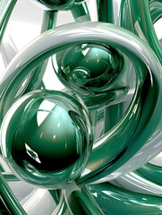 Abstract green and white chrome background