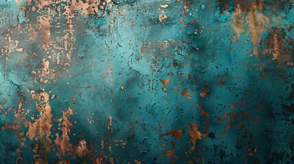 A blue and gold wall with a lot of texture - obrazy, fototapety, plakaty