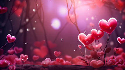 Autumn landscape with heart shape .valentines day background,generative Ai