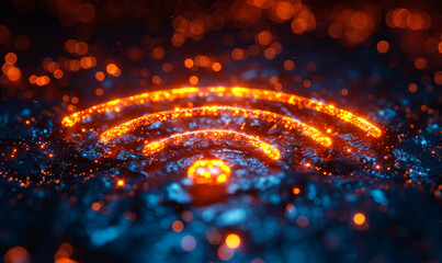 Wi-Fi Symbol, Wireless Network Connectivity, Abstract Data Visualization, Technology Background