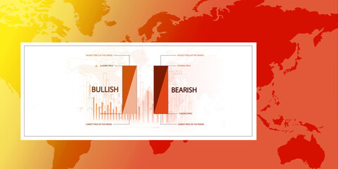 2d illustration bullish bearish candle for share market
    