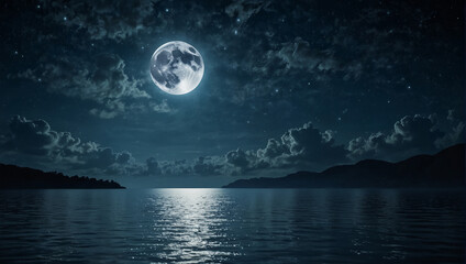 Naklejka na ściany i meble moon over the sea
