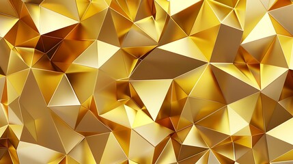 Abstract geometric gold color background, polygon, low poly pattern. 3d render illustration