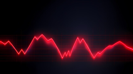 Red glowing heart shaped pulse line